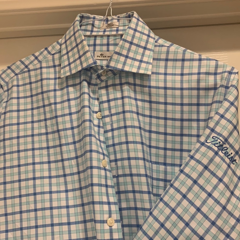 Peter Millar dress shirt with Titleist logo.. size medium-gently worn!